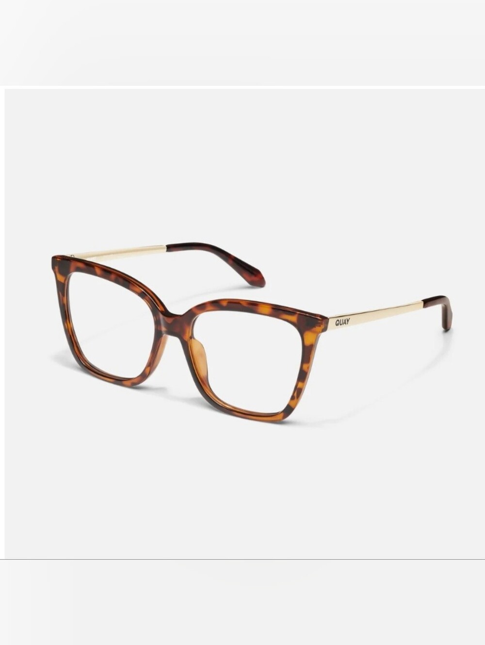 NWOT - QUAY Australia Tortoiseshell Frame with Gold Temples Glasses & BLUE LIGHT